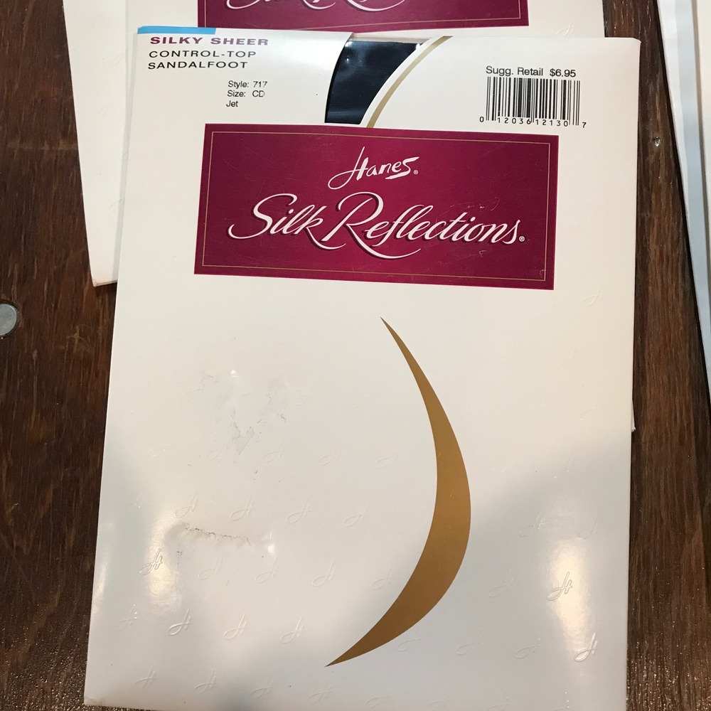 Hanes Silk Reflections Pantyhose Lot 5 Pair Size CD Jet Gentlebrown Control Top - Picture 2 of 6